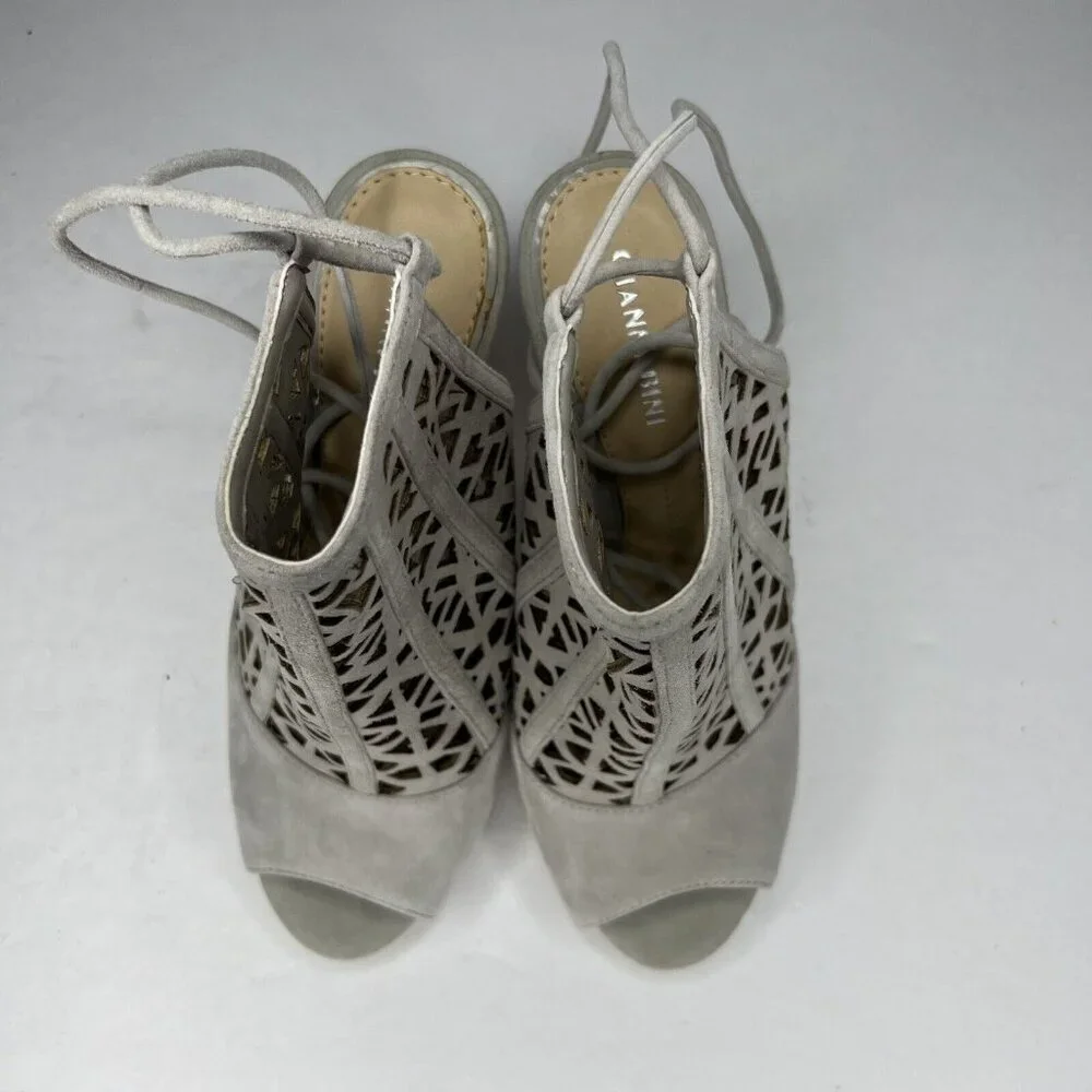 Gianni Bini Newbuck Soft Gray Suede Leather Cut-Out Heels Womens Size 7 - Picture 5 of 9